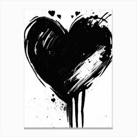 Joyful Heart 1 Symbol Black And White Painting Canvas Print
