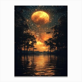 Full Moon Over The Water 7 Canvas Print