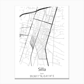 Silla,Spain Minimalist Map Canvas Print