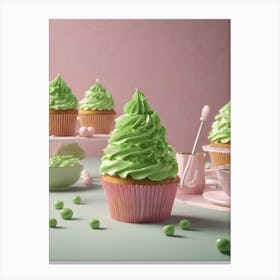 Green Cupcakes Canvas Print