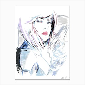 Scarlett (Ghost In The Shell) - Retro 80s Style Canvas Print