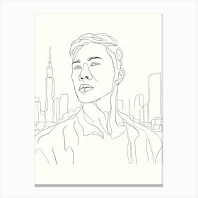 Man In The City Hand Drawing Line Art Canvas Print