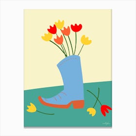 Floral Cowboy Boot Canvas Print