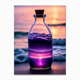 Purple Sky In A Bottle On The Beach 1 Canvas Print