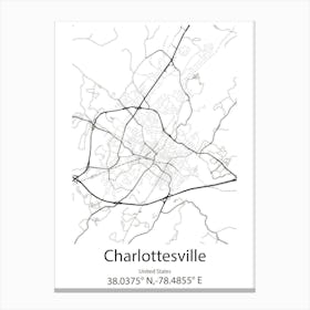 Charlottesville,United States Minimalist Map Canvas Print