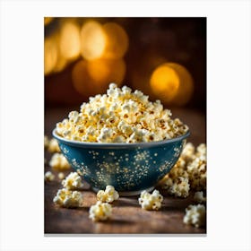 Popcorn In A Blue Plate Canvas Print