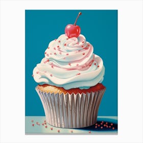 Cupcake With Sprinkles Vintage Cookbook Style 4 Canvas Print