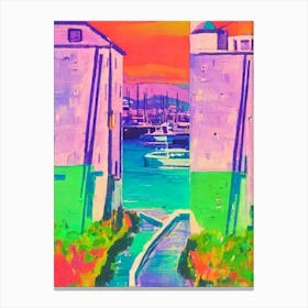 Port Of St John'S Canada Retro Risograph Print 1 harbour Canvas Print