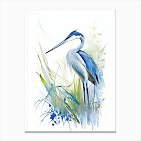 Blue Heron In Garden Impressionistic 1 Canvas Print