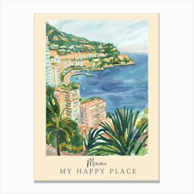 My Happy Place Monaco 3 Travel Poster Canvas Print