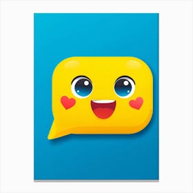 Heart Shaped Eyes Emoji Gazing With Wonder Attached Speech Bubble Poised For Dialogue Set Against Canvas Print