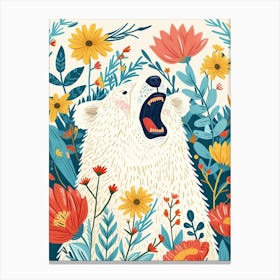 Polar Bear Growling Storybook Illustration 1 Canvas Print