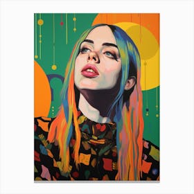 Billie Eilish Colour Pop Art Portrait 5 Canvas Print