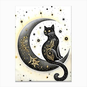 Black Cat on The Moon Canvas Print