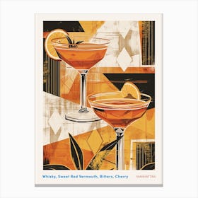 Manhattan Art Deco Inspired Cocktail 2 Poster Canvas Print