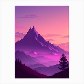 Misty Mountains Vertical Composition In Purple Tone 17 Canvas Print