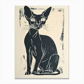 Cornish Rex Cat Linocut Blockprint 8 Canvas Print