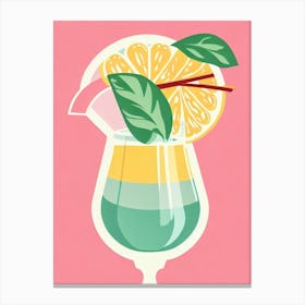 Lemon Drop MCocktail Poster artini Retro Pink Cocktail Poster Canvas Print