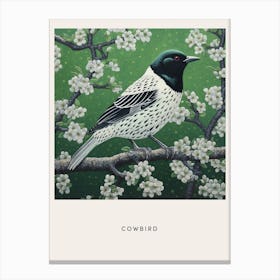 Ohara Koson Inspired Bird Painting Cowbird 4 Poster Canvas Print