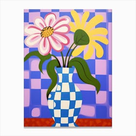 Wild Flowers Blue Tones In Vase 6 Canvas Print