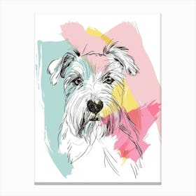 Terrier Dog Pastel Line Watercolour Illustration  3 Canvas Print
