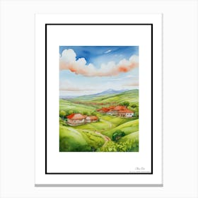 Green plains, distant hills, country houses,renewal and hope,life,spring acrylic colors.42 Canvas Print