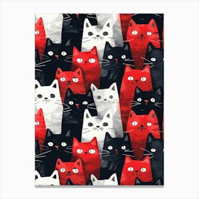 Repeatable Artwork With Cute Cat Faces 3 Canvas Print