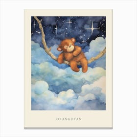 Baby Orangutan 3 Sleeping In The Clouds Nursery Poster Canvas Print