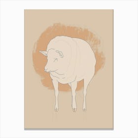 Sheep - Boho, Line Art Canvas Print