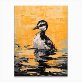 Orange & Grey Duckling Painting 1 Canvas Print