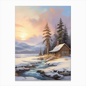 Cabin In The Snow 2 Canvas Print