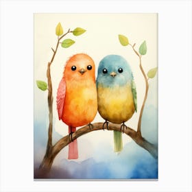 Watercolor Birds On A Branch 3 Canvas Print