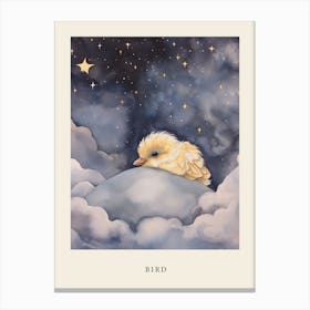 Baby Bird 3 Sleeping In The Clouds Nursery Poster Canvas Print
