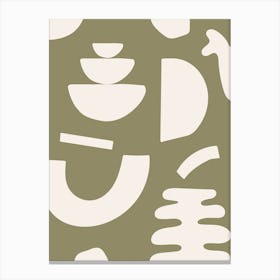 Abstract Shapes - Olive Green Canvas Print