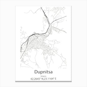 Dupnitsa,Bulgaria Minimalist Map Canvas Print