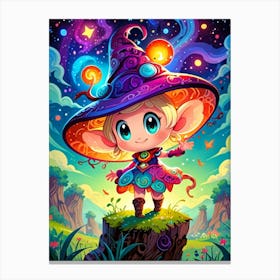 Little Witch In A Hat Canvas Print