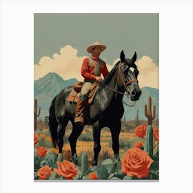 Cowboy On Horseback 4 Canvas Print