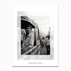 Poster Of Bangalore, India, Black And White Old Photo 3 Canvas Print