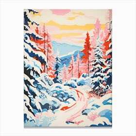 Winter Snow Snow Coniferous Forest Illustration 2 Canvas Print