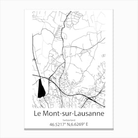 Le Mont Sur Lausanne,Switzerland Minimalist Map Canvas Print