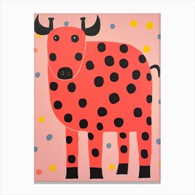 Pink Polka Dot Bison 5 Canvas Print