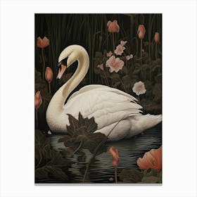 Dark And Moody Botanical Swan 3 Canvas Print