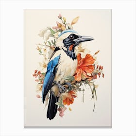 Bird With A Flower Crown Magpie 2 Canvas Print