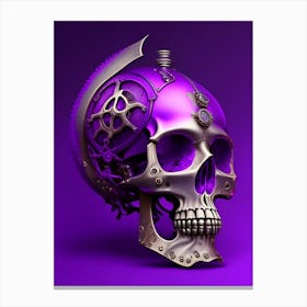Skull With Steampunk Details 1 Purple Paul Klee Canvas Print
