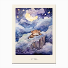 Baby Otter 1 Sleeping In The Clouds Nursery Poster Canvas Print