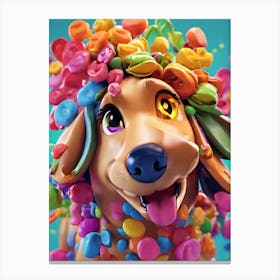 Dog With Colorful Hair Canvas Print