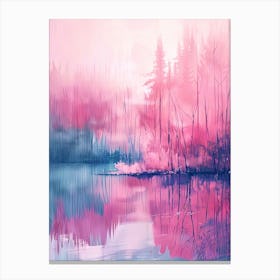 Pink Trees In A Lake Canvas Print