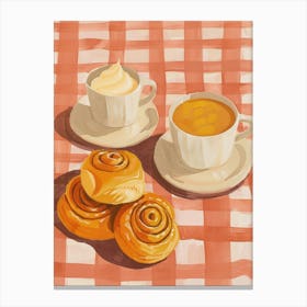 Pink Breakfast Food Cinnamon Buns 1 Canvas Print