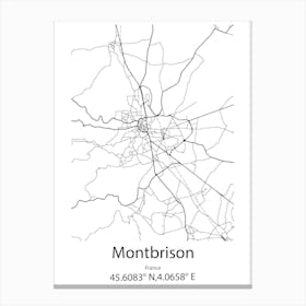 Montbrison,France Minimalist Map Canvas Print