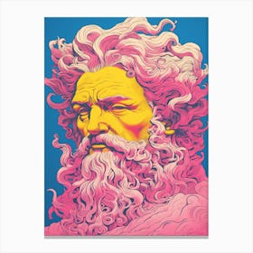  A Drawing Of Poseidon Silk Screen Style 1 Canvas Print